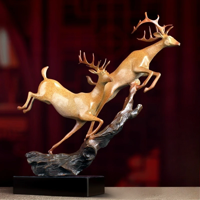 Koperen herten messing herten ornament, elanden ambachten huis woonkamer, entree wijnkast kantoor decoraties opening geschenken
