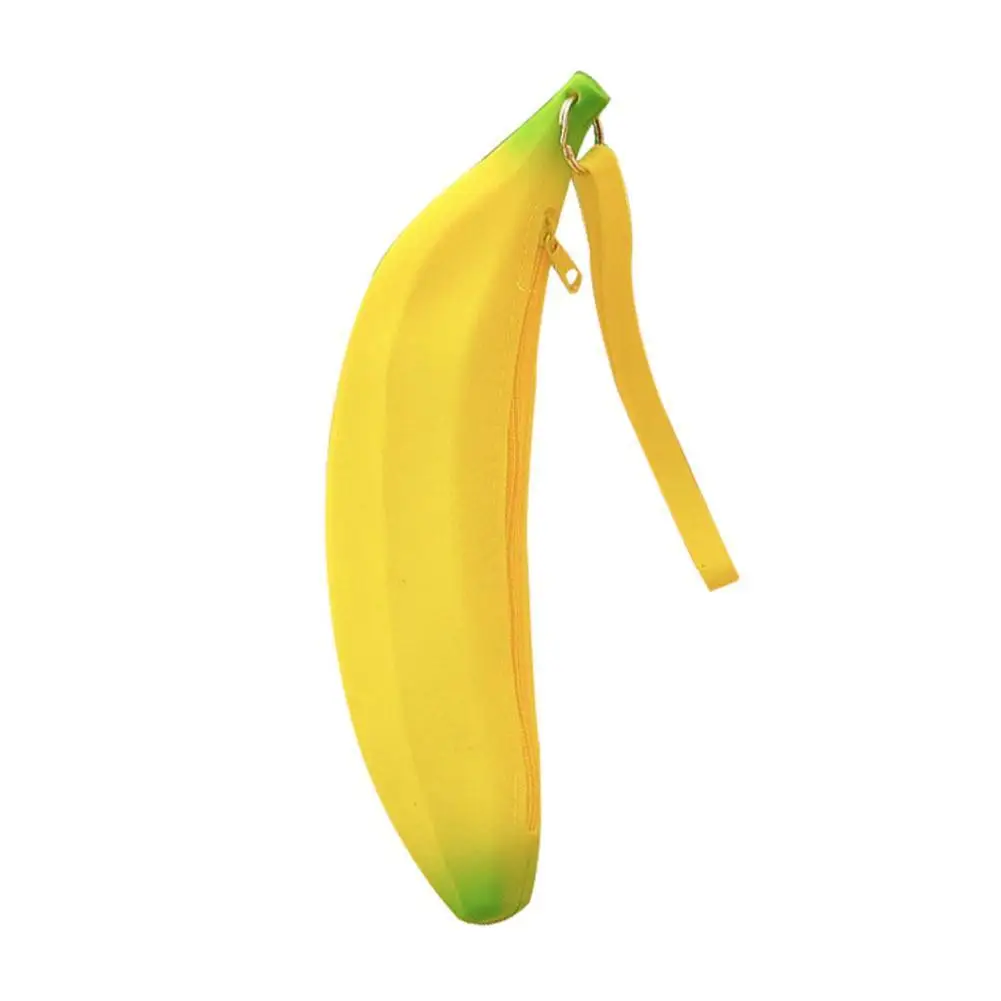 

Jonvon Satone 1pcs Silicone Pencil Bags Cute Banana style Kawaii Pencil Bag Children School Bags Stationary Zipper Pencil Bag