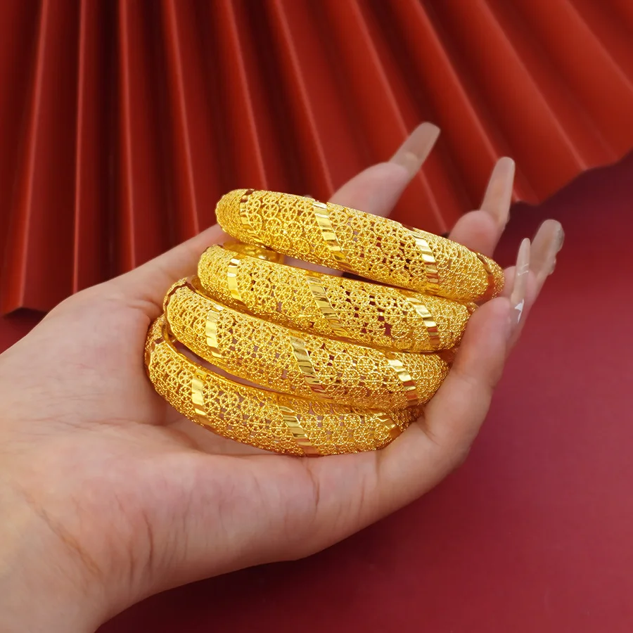 Pulsera de oro 9999 de media caña - Joya de lujo para mujeres africanas e indias, que exuda encanto y elegancia.