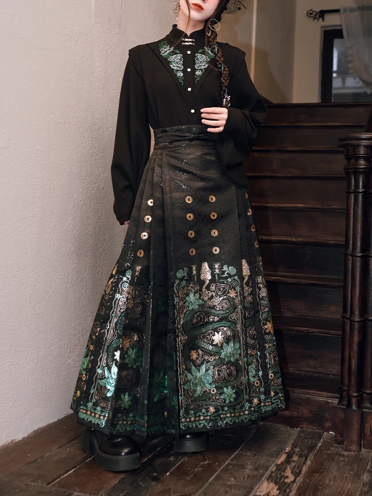 

Новая китайская юбка трапециевидной формы с золотым переплетением и змеиным принтом для женщин Ele Design Sensation Bla