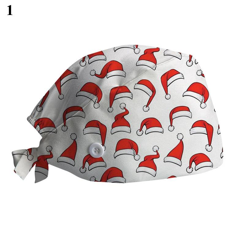 1PC New Scrub Nurse Hat gorros quirurgicos Floral Bouffant Sanitary Cap with Sweatband Cartoon Printing Nursing Caps Scrub Cap