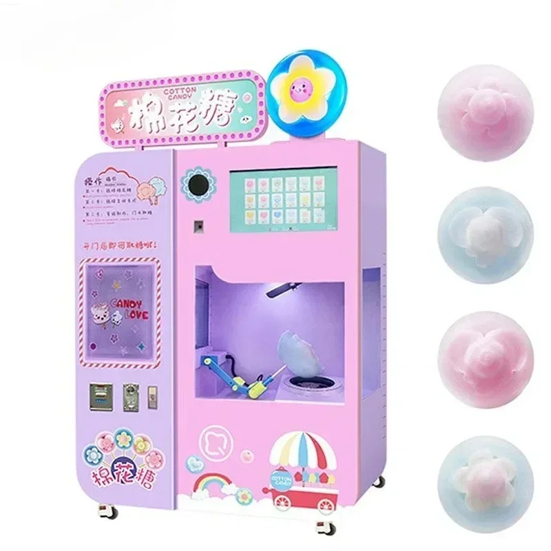 Electric Cotton Candy Vending Machine Robot Fully Automatically Various Flavors Full Automatic Cotton Candy Machine for Kids