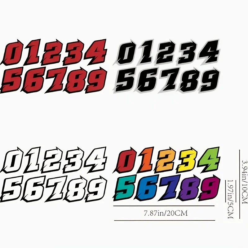 1set 2D Flat Racing Number 0-9 Stickers Waterproof Vinyl Decals for Motorcycle Helmet Bike Frame