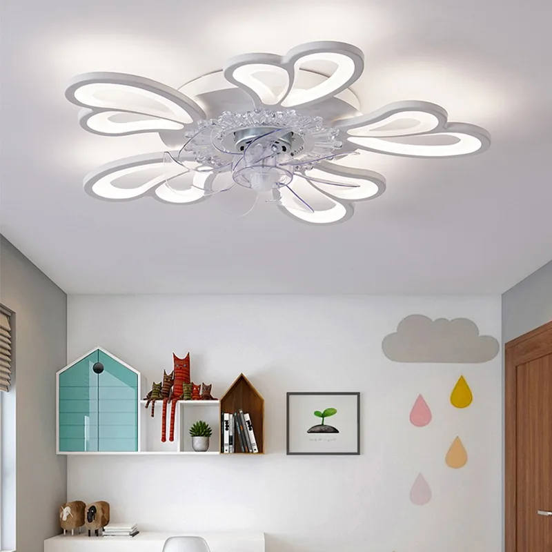 Modern Smart Ceiling Fan Bedroom Ceiling Fan With Light And Control Living Room Restaurant Indoor Decor LED Silent Ceiling Fan