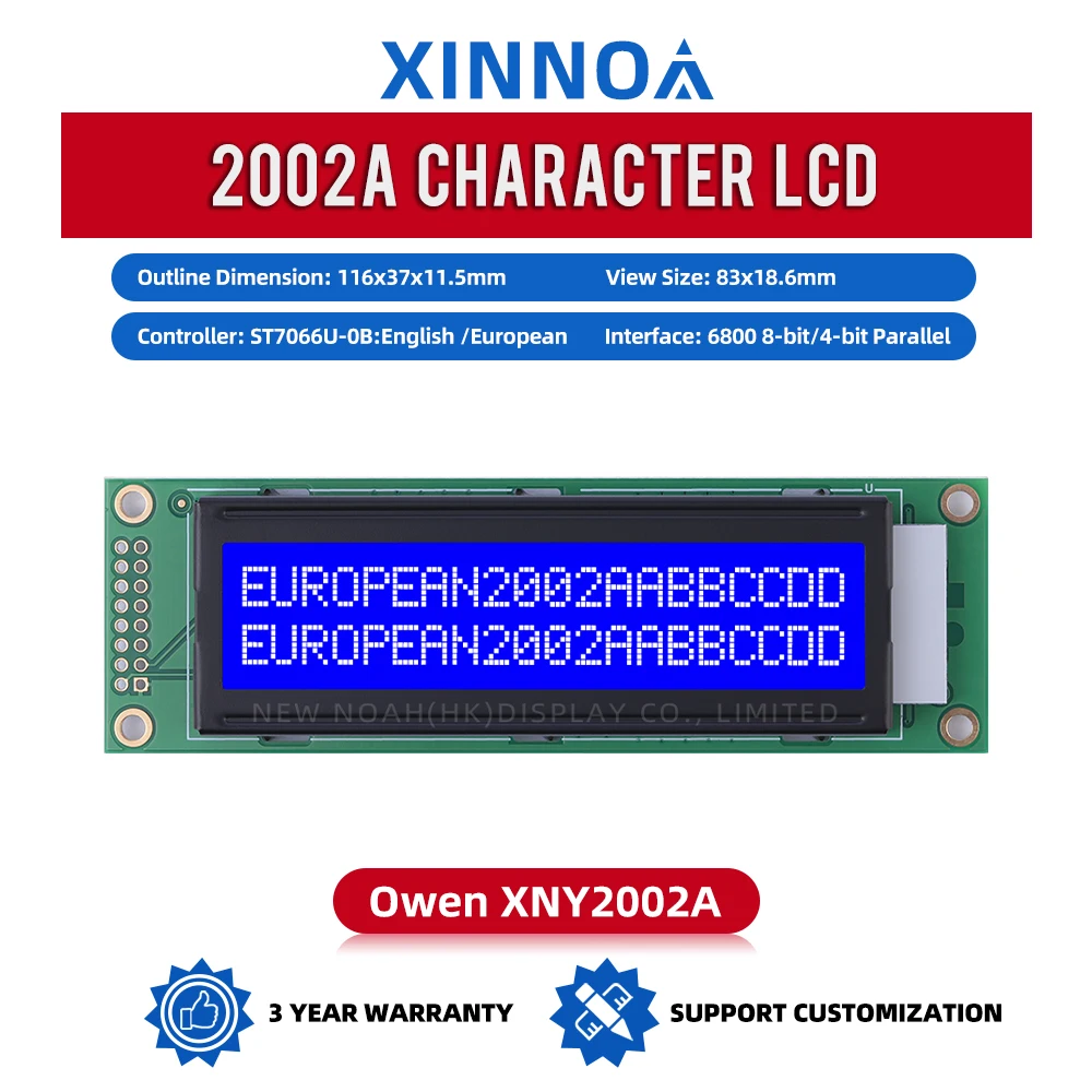 European Blue Film White Letters 2002A High Brightness Screen 2*20 2X20 ST7066U Audio Amplifier Display Screen Factory Outlet