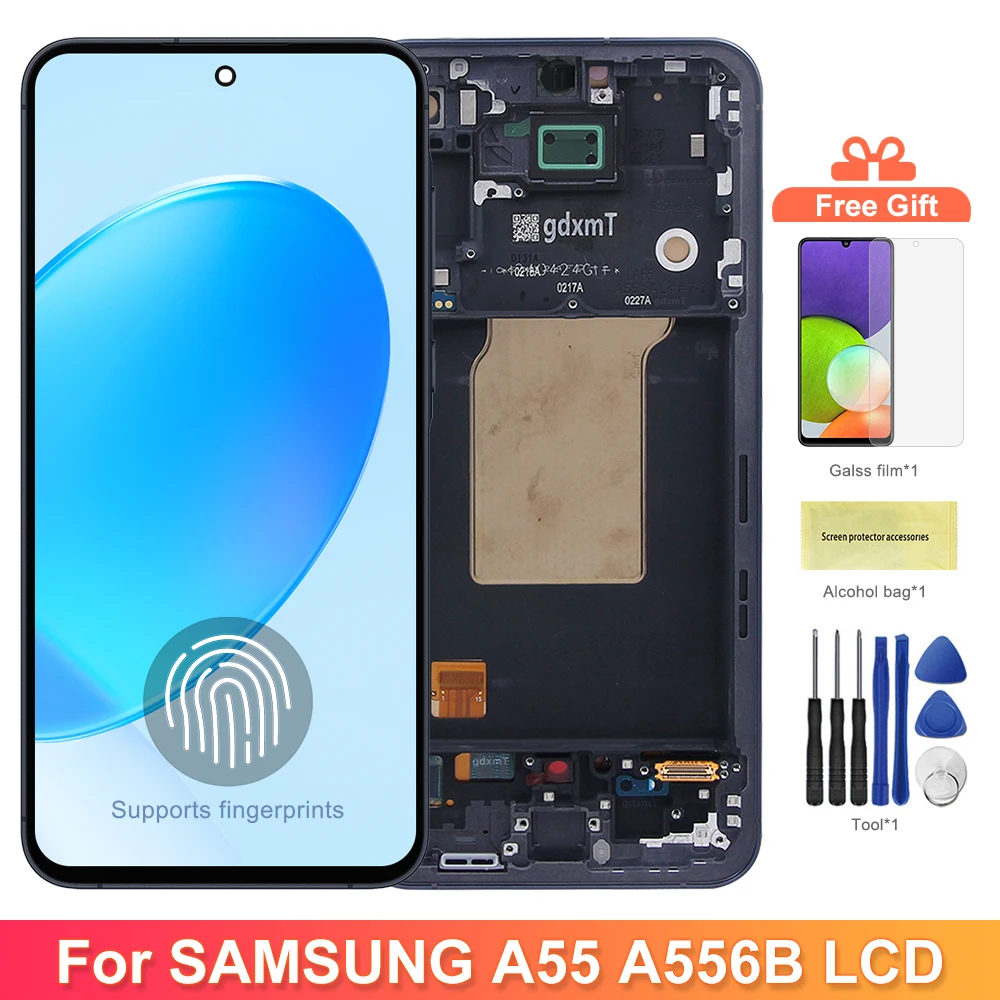 AMOLED A55 A556B A556B/DS Screen Assembly for Samsung Galaxy A55 LCD Display Digital Touch Screen with Frame Replacement