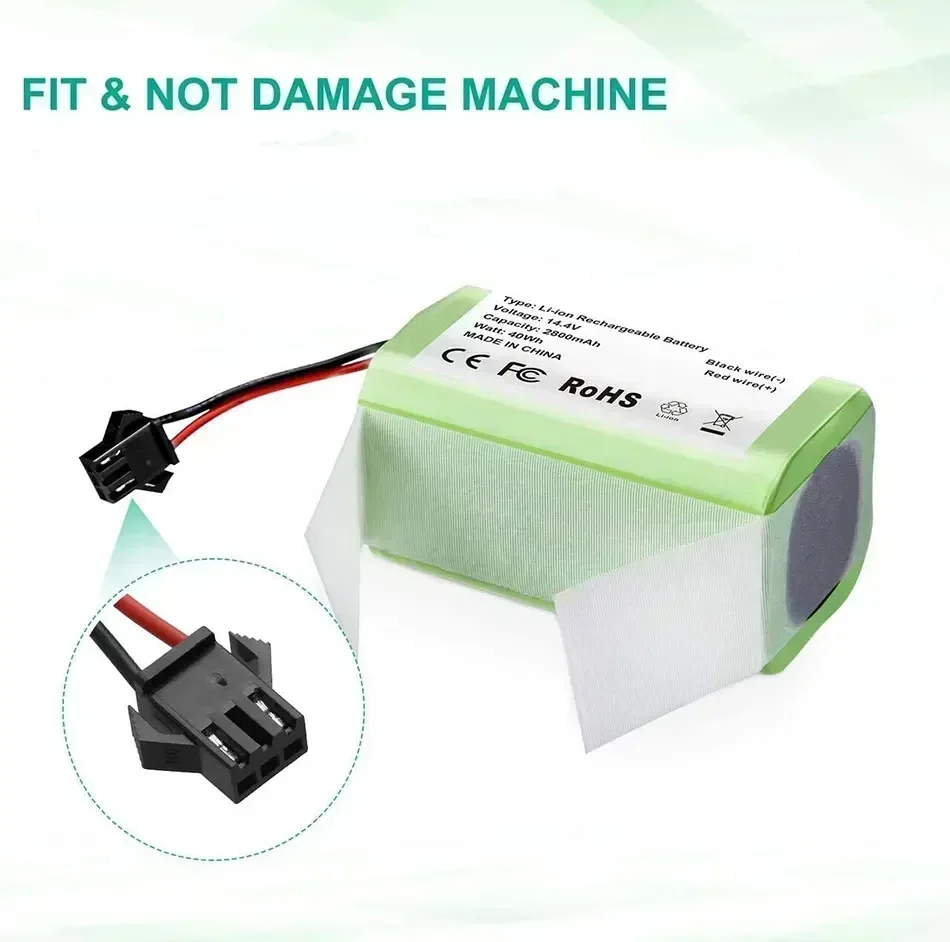 Enhanced Performance 14.4V 6800mAh  for Cecotek Conga 990 1090 Tesvor X500 Ecovacs Deebot Robot Vacuum Cleaner Replacement