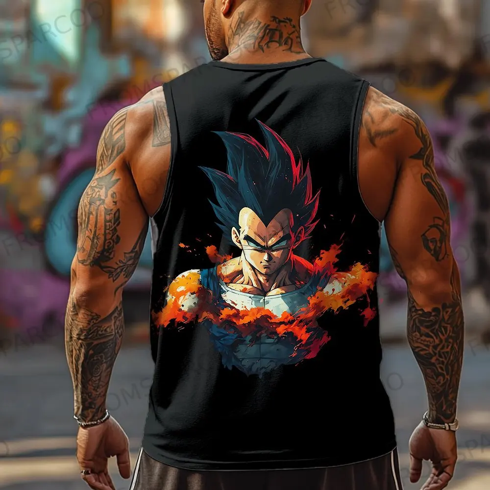 

Dragon Ball Anime Goku Peripheral Printed Men's Sports Loose Summer Fashion Cotton Vest Bandai Enthusiasts Tank Top