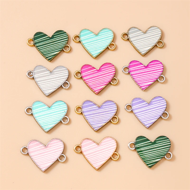 

20pcs 20x15mm Cute Colorful Enamel Love Heart Charms Connectors for Jewelry Making DIY Bracelets Necklaces Handmade Crafts Gifts