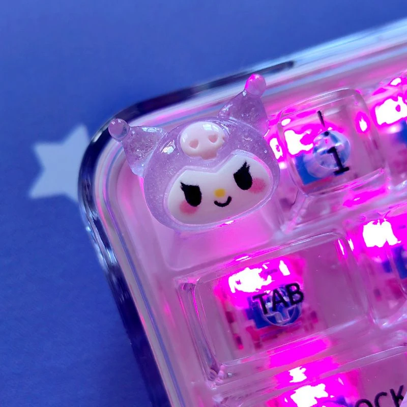 Diy Transparent Keycap for Cherry Axis Mechanical Keyboard Special Clear Base Cute Kuromi Keycap