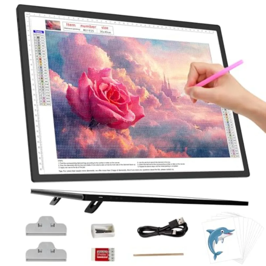 

Встраиваемая подставка с регулировкой наклона, световая панель для трацевания контуров, 6 уровней и бесступенчатая регулировка яркости, 3 цвета, питание от батареи, светодиодная лампа