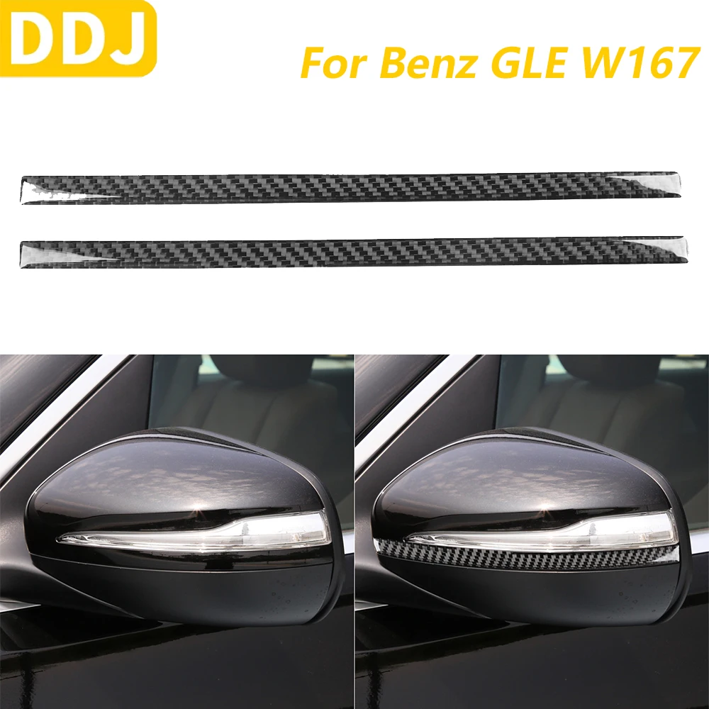 For Mercedes-Benz W167 GLE 300 350 400 450 2019-2024 Carbon Fiber Car Accessories Rearview Mirror Trim Strips Decoration Sticker