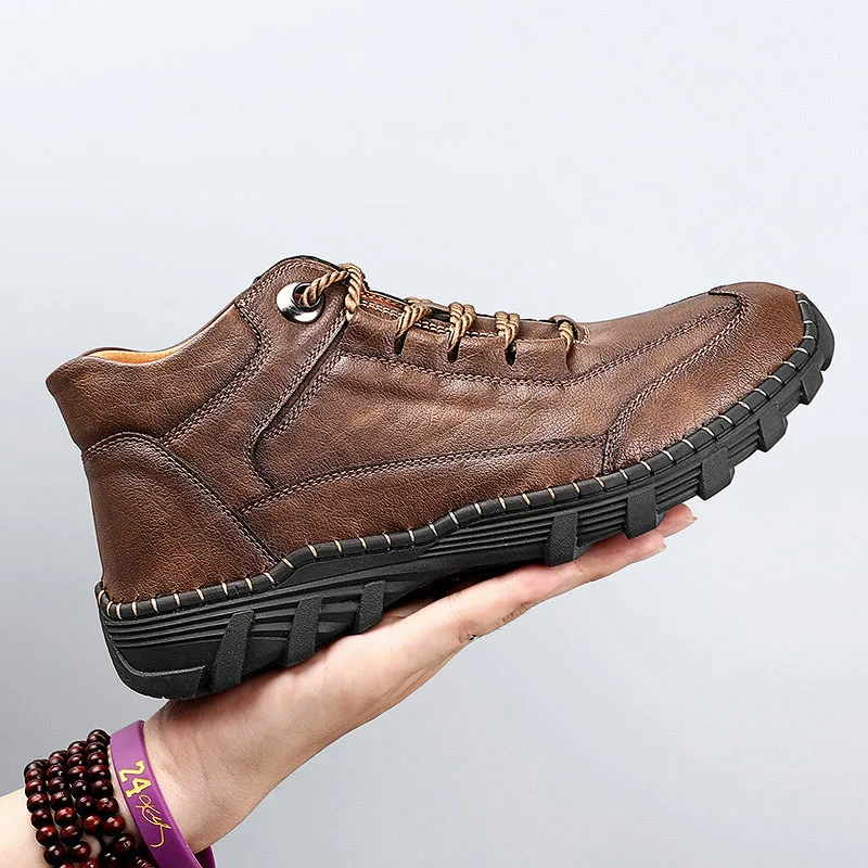 

2025 новый стиль, мужская модная повседневная обувь с ручной вышивкой, ботильоны на плоской подошве и шнурки для повседневной носки