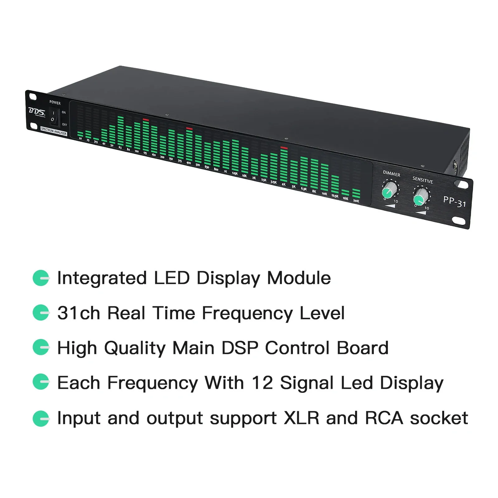 Imagem -03 - Bds Pp31 Digital Audio Spectrum Analyzer Display 1u Music Spectrum vu Meter 31 Segmentos Original Taiwan