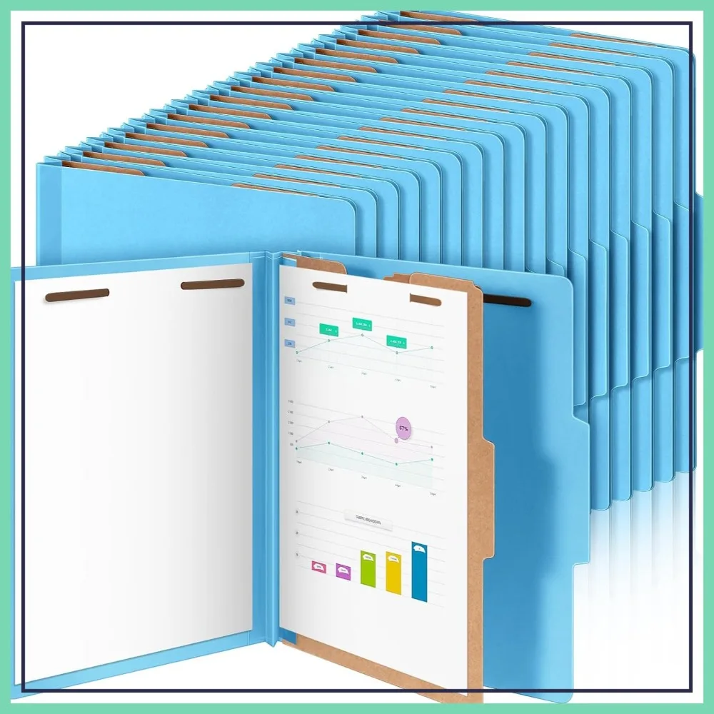 

48 Pack Classification Folders, Letter Size, Pressboard File Folders with Fasteners, Expanding File Organizer Bulk for Documents, Projects, Reports, School Teacher, Office