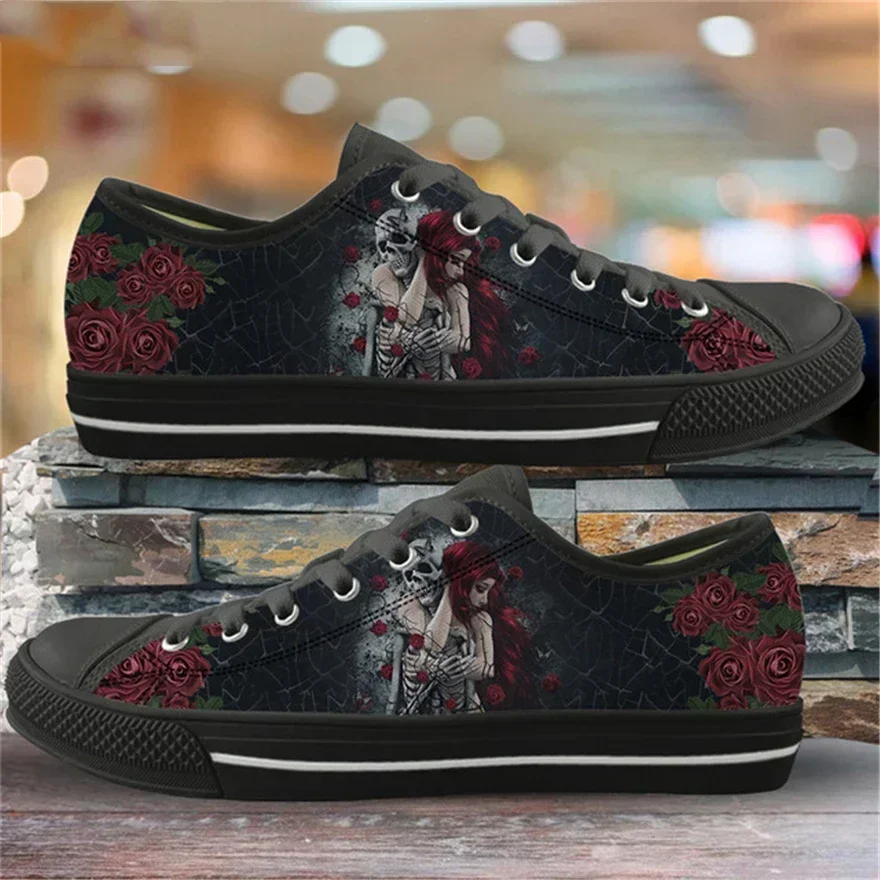 Fashion Style 3D Gothic Sugar Skull Printed Vulcanized Shoes Men Canvas Low Top Flats Casual Breath Sneakers For Teen Boys - view 4