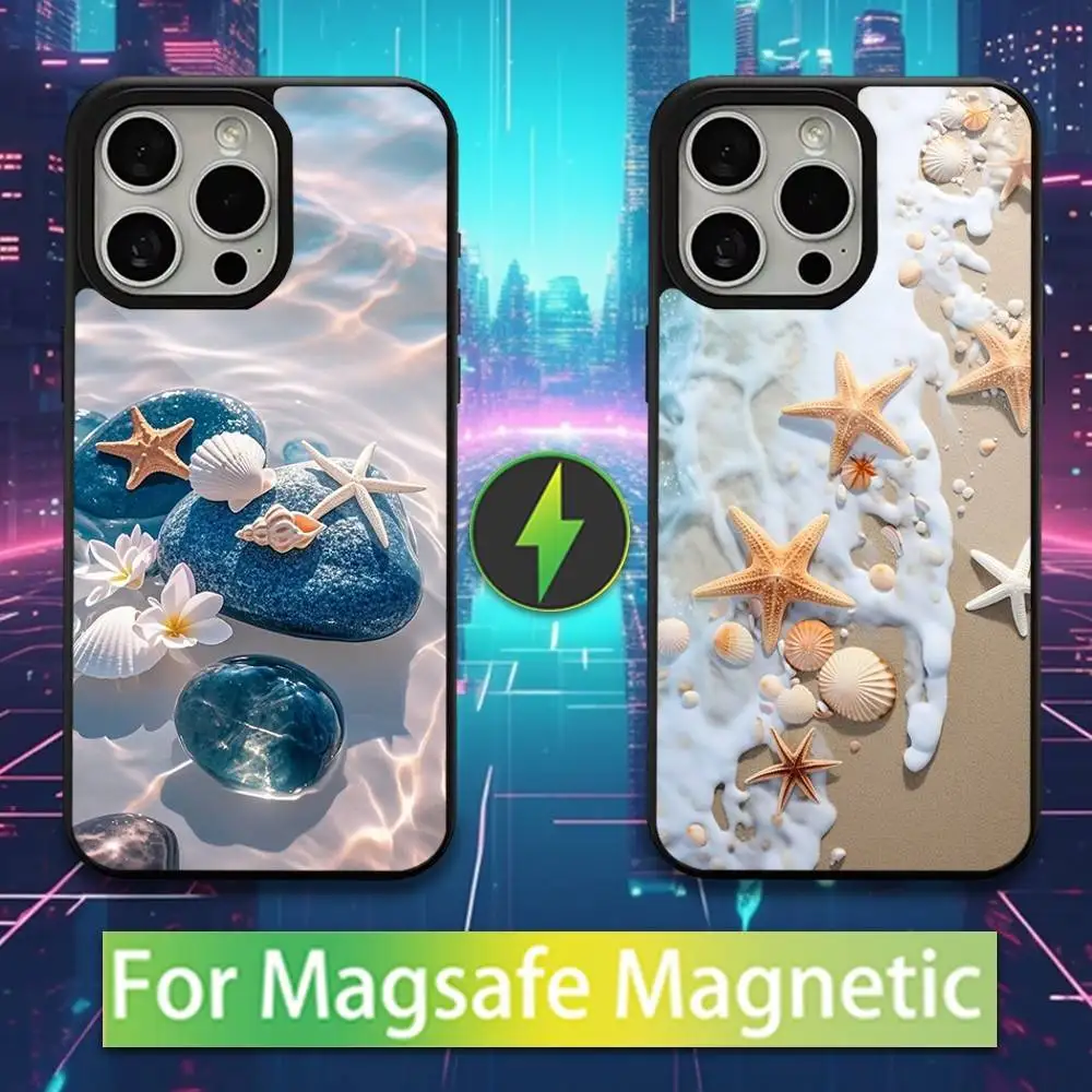 

Nature Beach Shells Starfish Phone Case For iPhone 16,15,14,13,12,11,Pro,Max,Plus,Mini,Magsafe,Magnetic Wireless Charging Case
