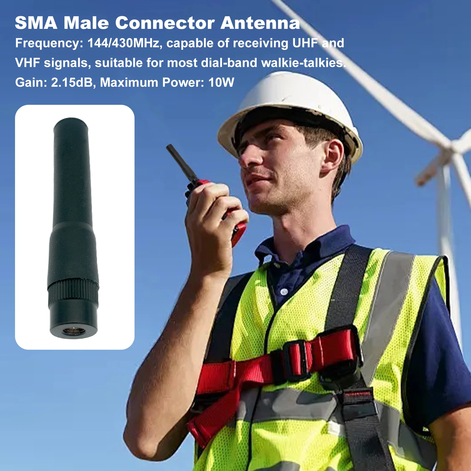 ST20 Short Circuit Two-Way BNC Radio Antenna for Baofeng -13 Puxing PX-325 Flexible Antenna for SMA Male 144/430MHz UHF/VHF