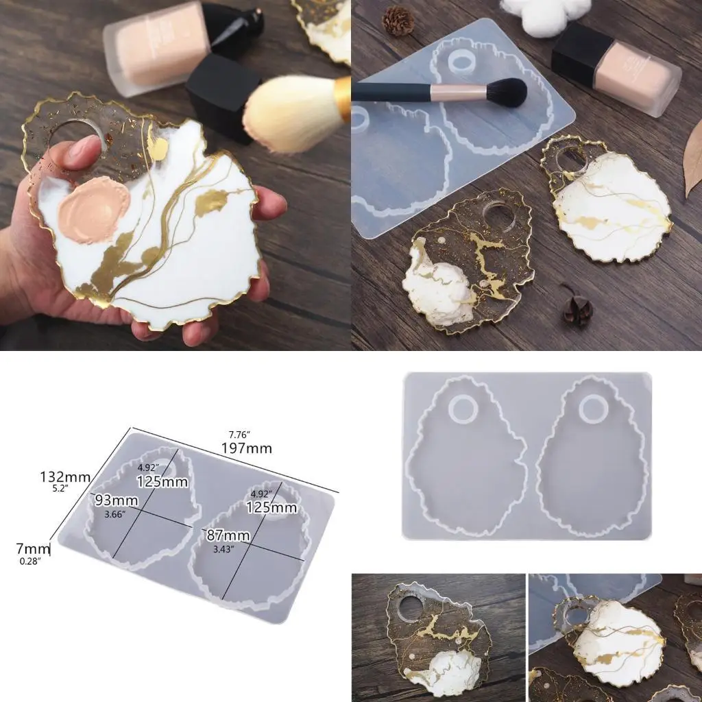 Cup Mold Irregular Resin Tray Molds with Gold Foil Flakes for Resin Mold