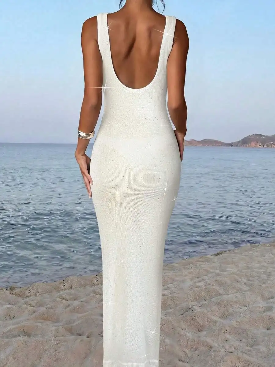 

Womens Sleeveless Sequin Bodycon Dress For Beach Party Vacation