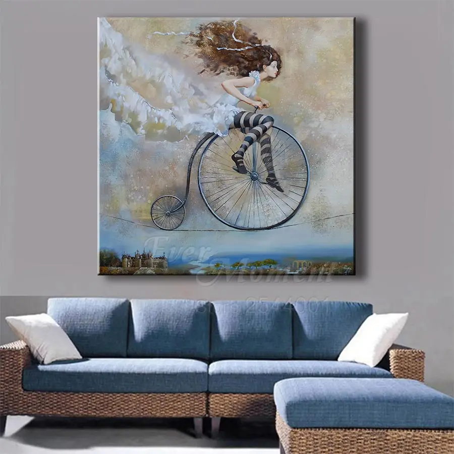 Ever Moment Diamond Painting Cartoon Girl Bicycle Home Handicraft Full Round Drill House Stuff For Home And Decoration ASF2173