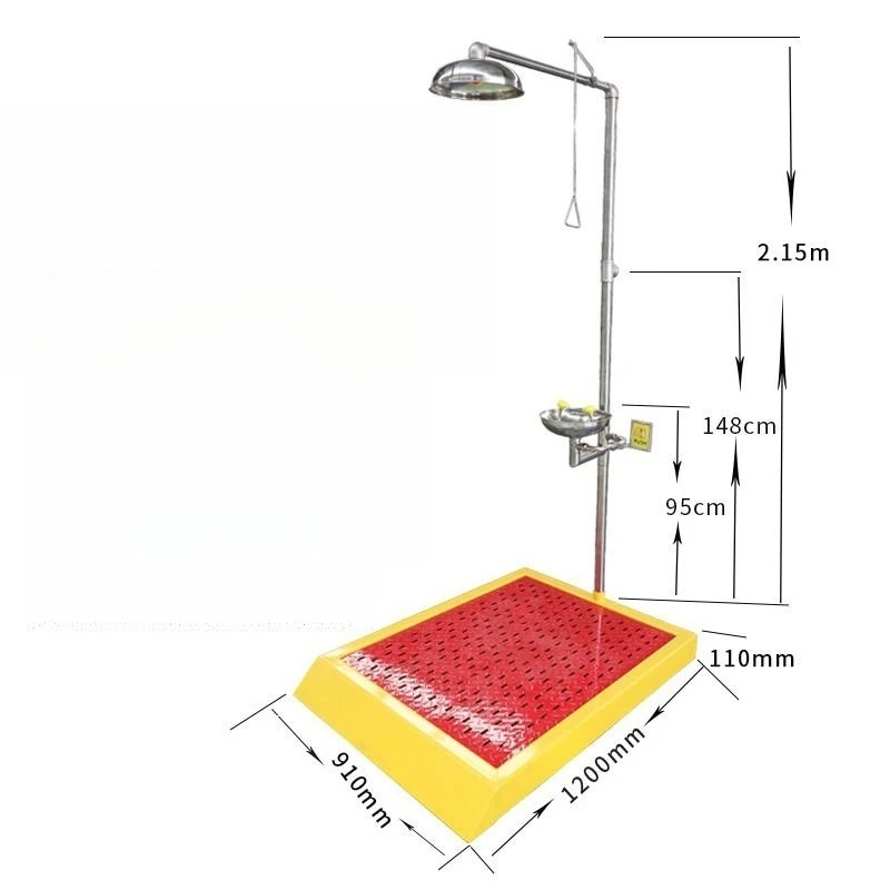 Self-contained wastewater collection tray Floor-to-ceiling 304 stainless steel composite eye washer