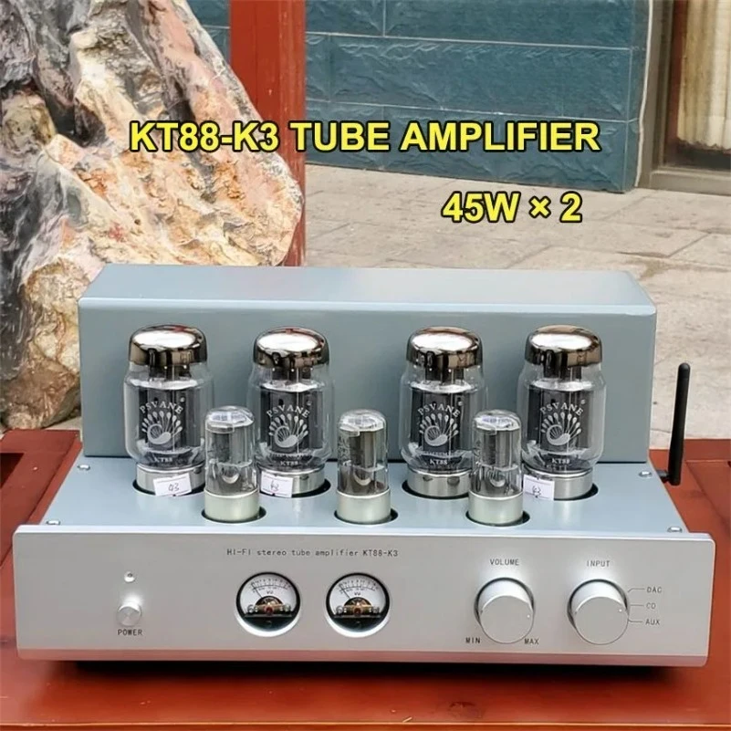 

KT88 K3 Tube Fever Amplifier Home Theater Hi-Fi Audio Amplifier with Bluetooth 5.0 Audio Tube Amplifier 45W×2