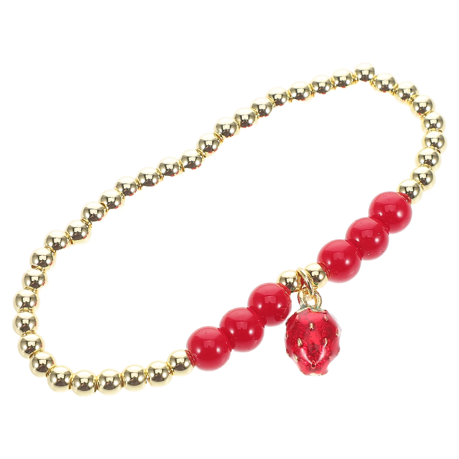 

Strawberry Bead Bracelet Women Fashion Jewelry Copper Charm Handmade Vintage Style Fruit Wrist Chain Cute Accessories