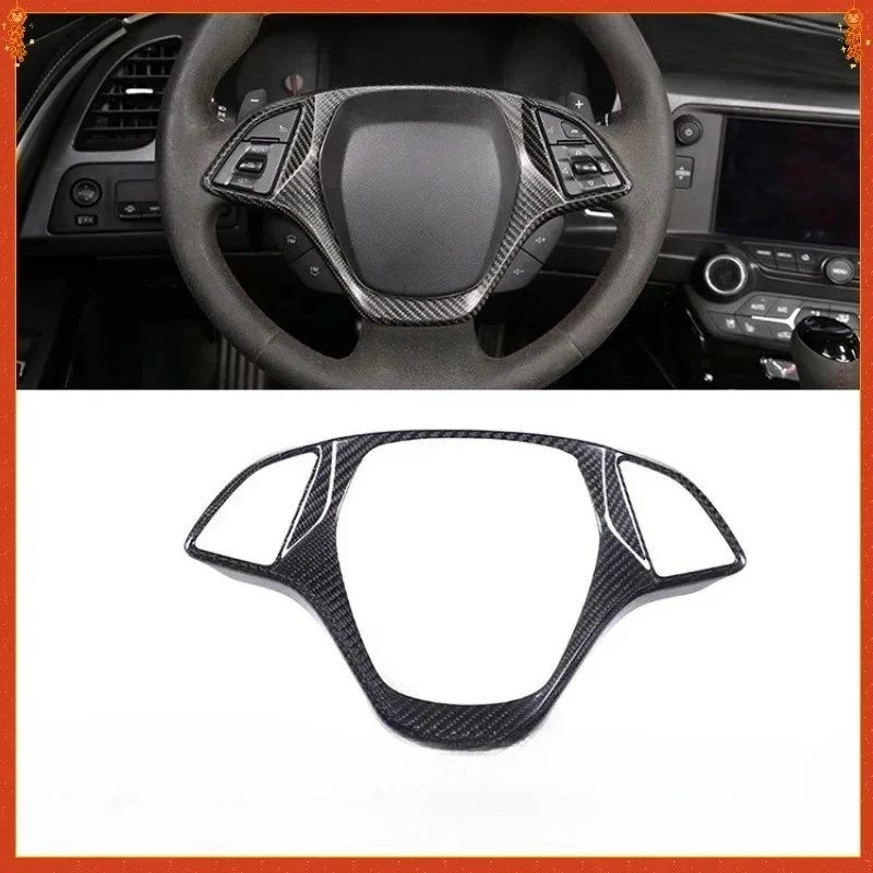

For Chevrolet Corvette C7 Real Dry Carbon Fiber steering wheel decorative frame interior modification 2014 - 2019 accessories