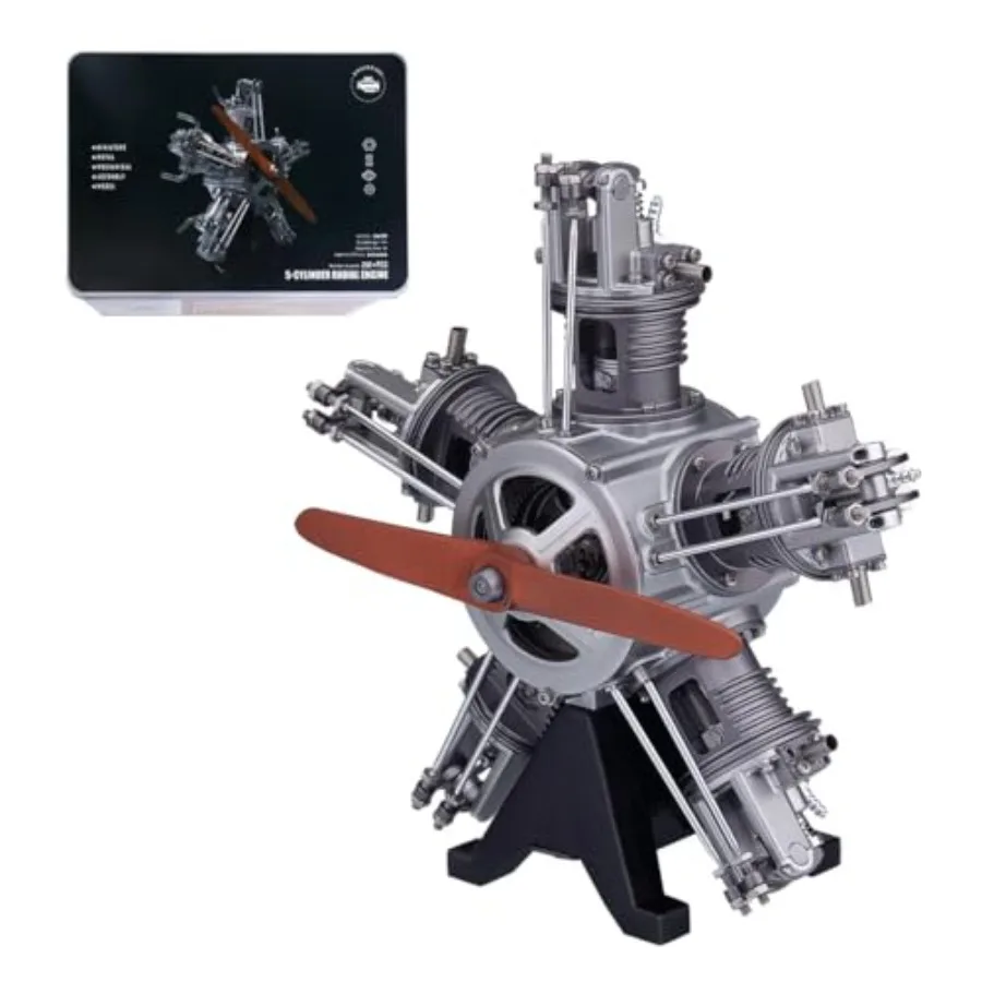 

Five-Cylinder Radial Engine Kits That Runs, 1:6 Aircraft Engine Simulation Electric Model Metal Machinery，Metal Mechanical Engin
