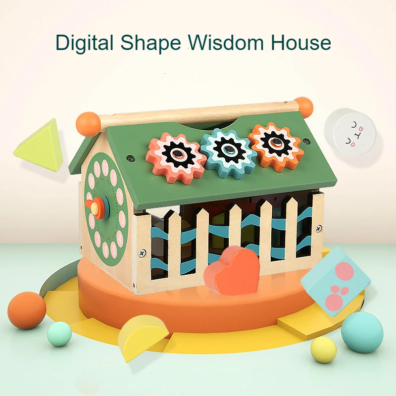 Children's Educational Early Education Toys Wisdom Box Digital Shape Gear Abacus Clock Combination Disassembly House Baby Toys