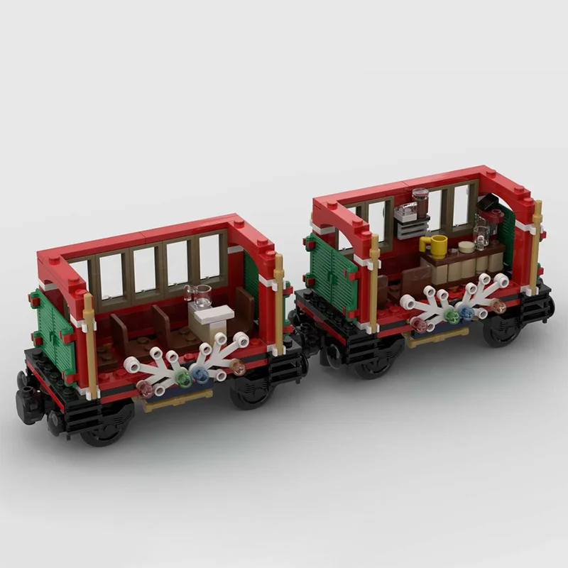 563pcs MOC Additional Carriages Seasonal Christmas Creator Model Building Blocks Desk Ornament, Home Decor For Son Holiday Gift