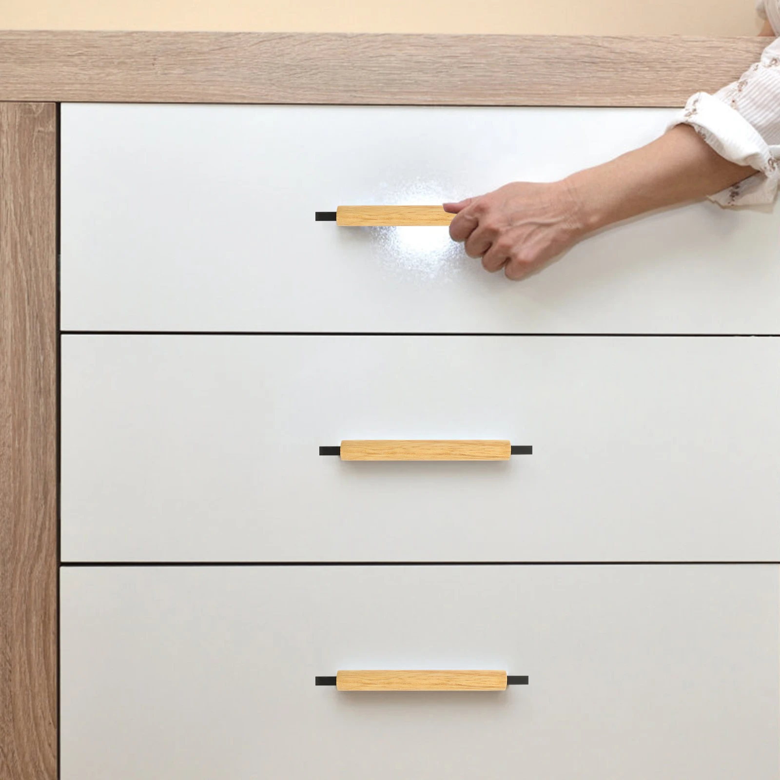 

Wooden Aluminum Alloy Cabinet Pull Handle 12Cm Long Drawer Pulls For Kitchen Bathroom Cupboard Wardrobe Modern Hardware