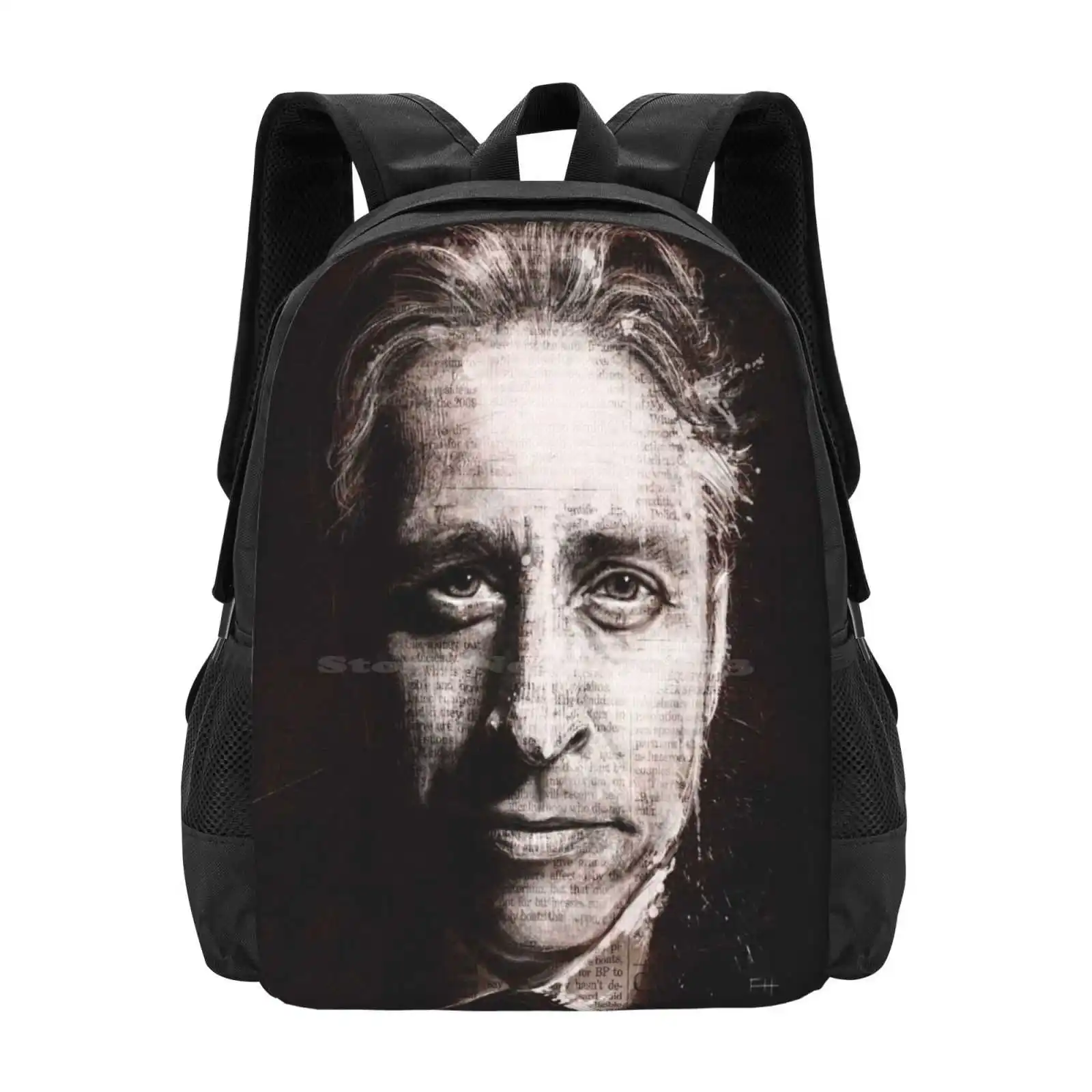 Jon Stewart Teen College Student Backpack Pattern Design Bags Comedy Central Daily Show Jon Stewart Media Critic Political