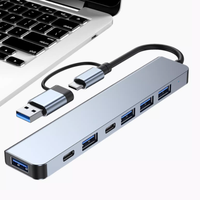 1 To 7 Type-c Expansion Dock Hub Multi Interface Splitter 7-in-1 USB Splitter Multifunctional Grey Type-C Docking Station
