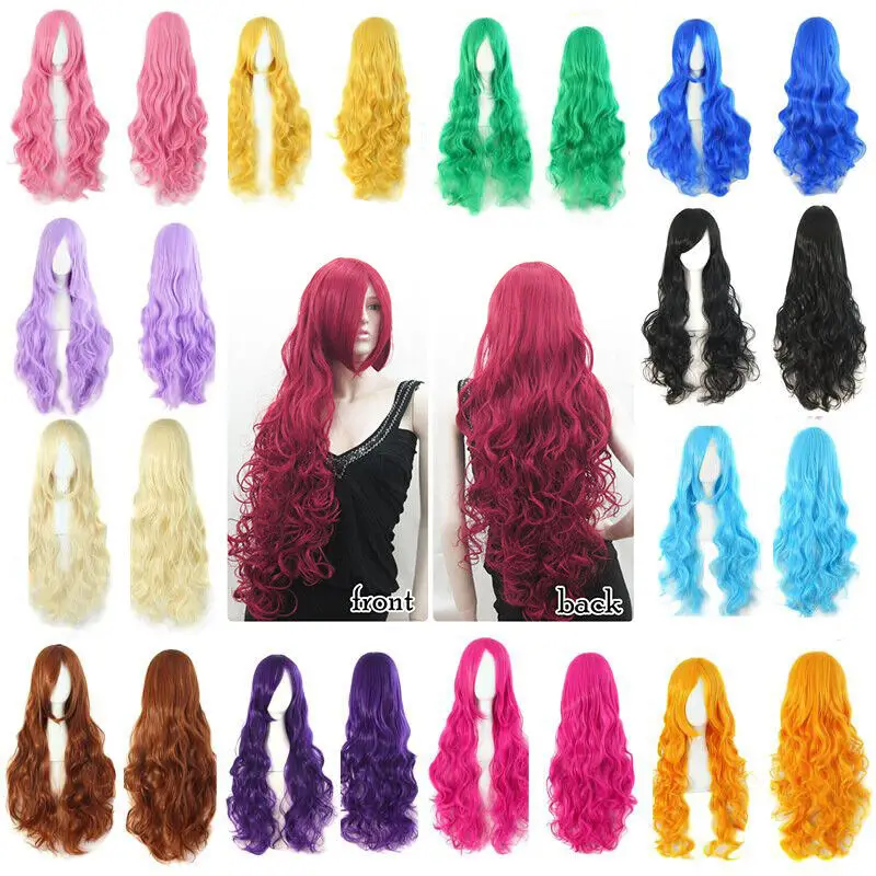 

80cm Long Curly Wig Cosplay Halloween Costume Synthetic Wavy Wigs