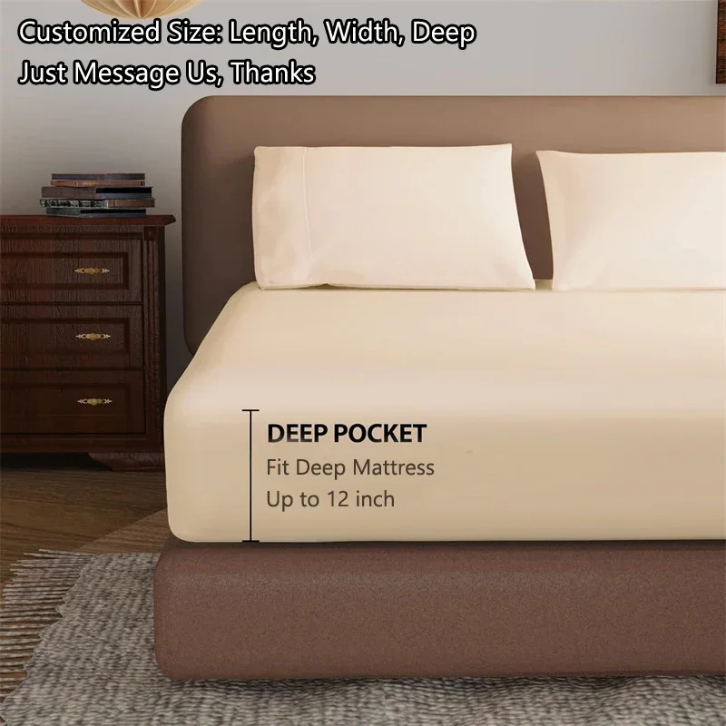 Egyptian Cotton Bed Fitted Sheet Ultra Soft Comfortable Mattress Cover 800TC Fit Sheets for Single Couple King Queen Bed 160/200