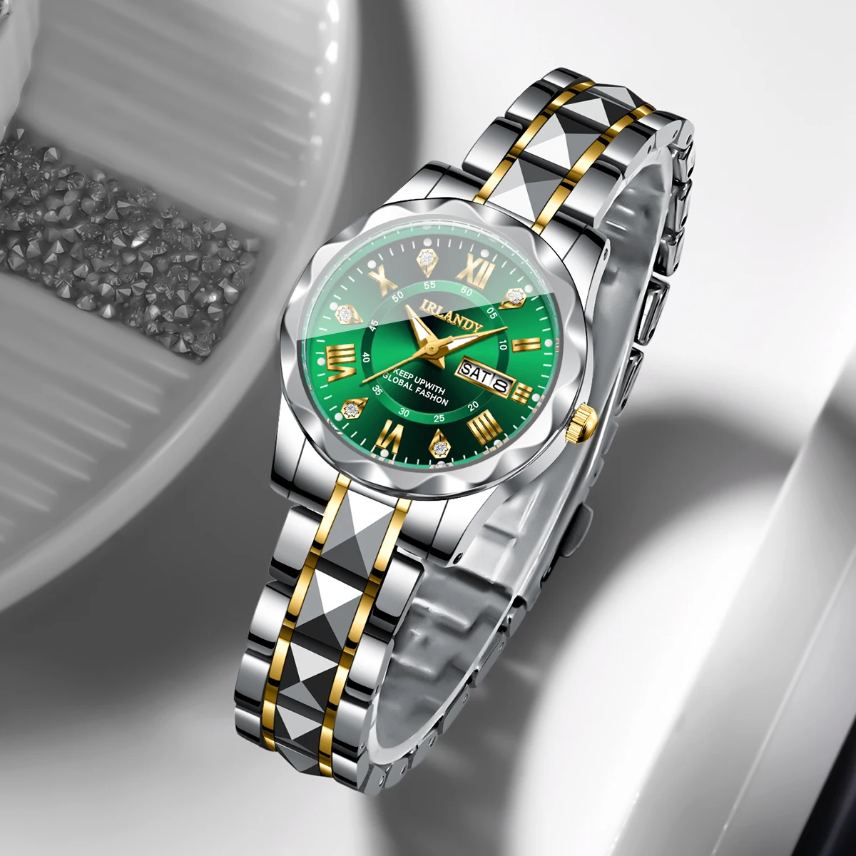 Fashion Roma Dial Women Calendar Quartz Watch Stainless Steel Bracelet Ladies Wristwatches Relogio FemininoWithout Box