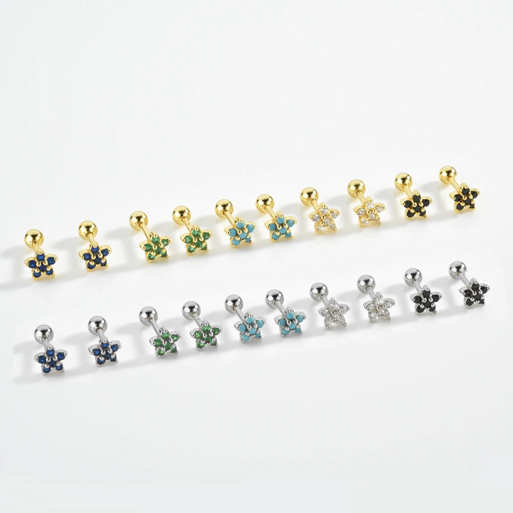 ANDYWEN 925 Sterling Silver Gold Star Stud Earring Clear Green Black 10 Color Piercing Pendientes 2022 Women Wedding Jewelry