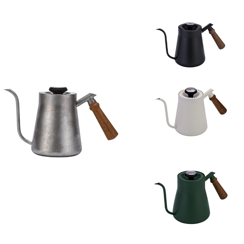 AS94-Wooden Handle Hand Brewing Kettle Home Narrow Mouth Kettle Drip Coffee Hand Brewing Kettle