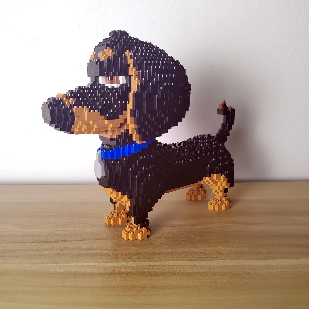 Home Decor Dachshund Model Pet Playmate Micro Building Blocks Toys-Funny Assembly,Educational Puzzle Gifts for Girl,DIY Ornament
