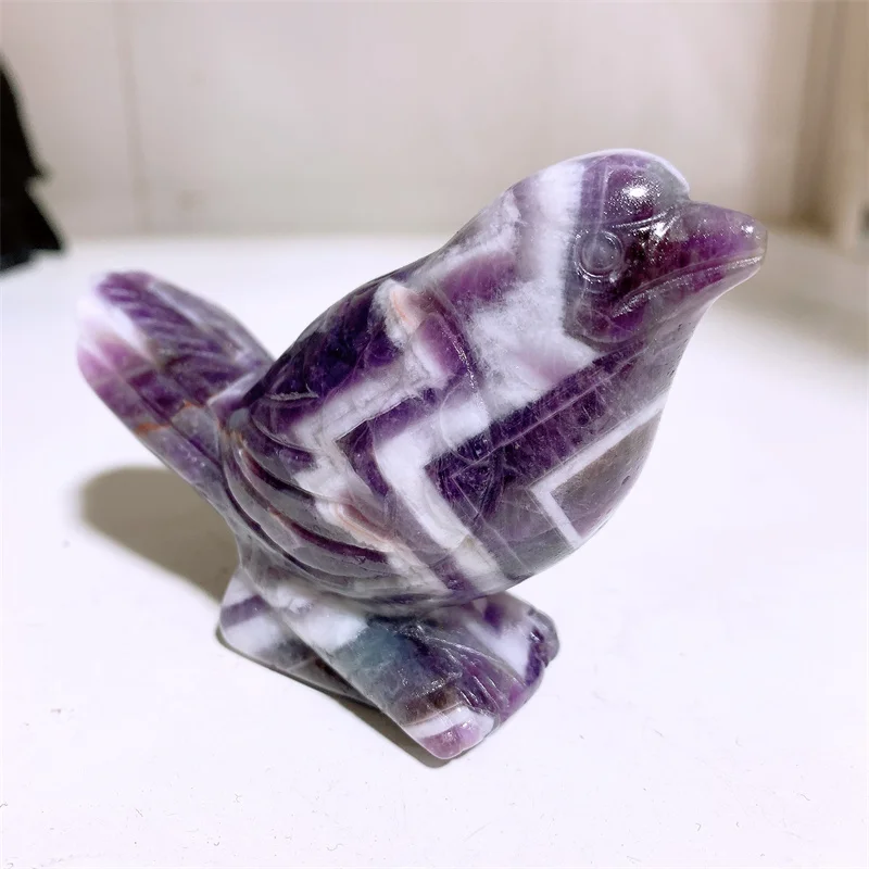 Natural Amethyst Bird Healing Crystal Animal Carving Landscape, Lucky Home Decoration, Gift, 1Pc