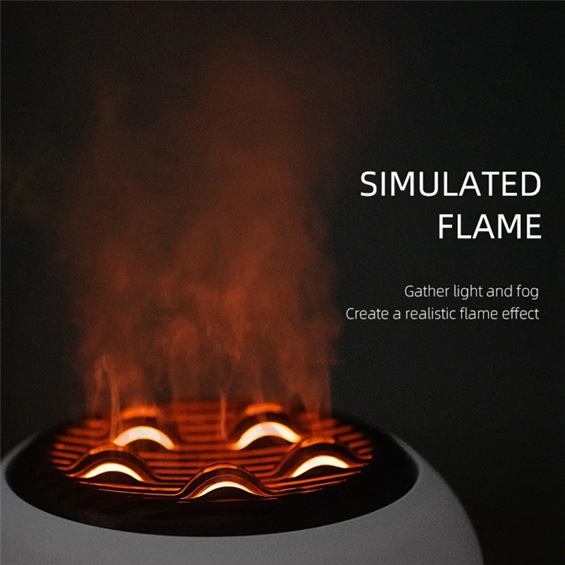 Difusor de óleo essencial A94E 350ml umidificador difusor de névoa fria com chama e vulcão sem água desligamento automático para escritório doméstico eua p