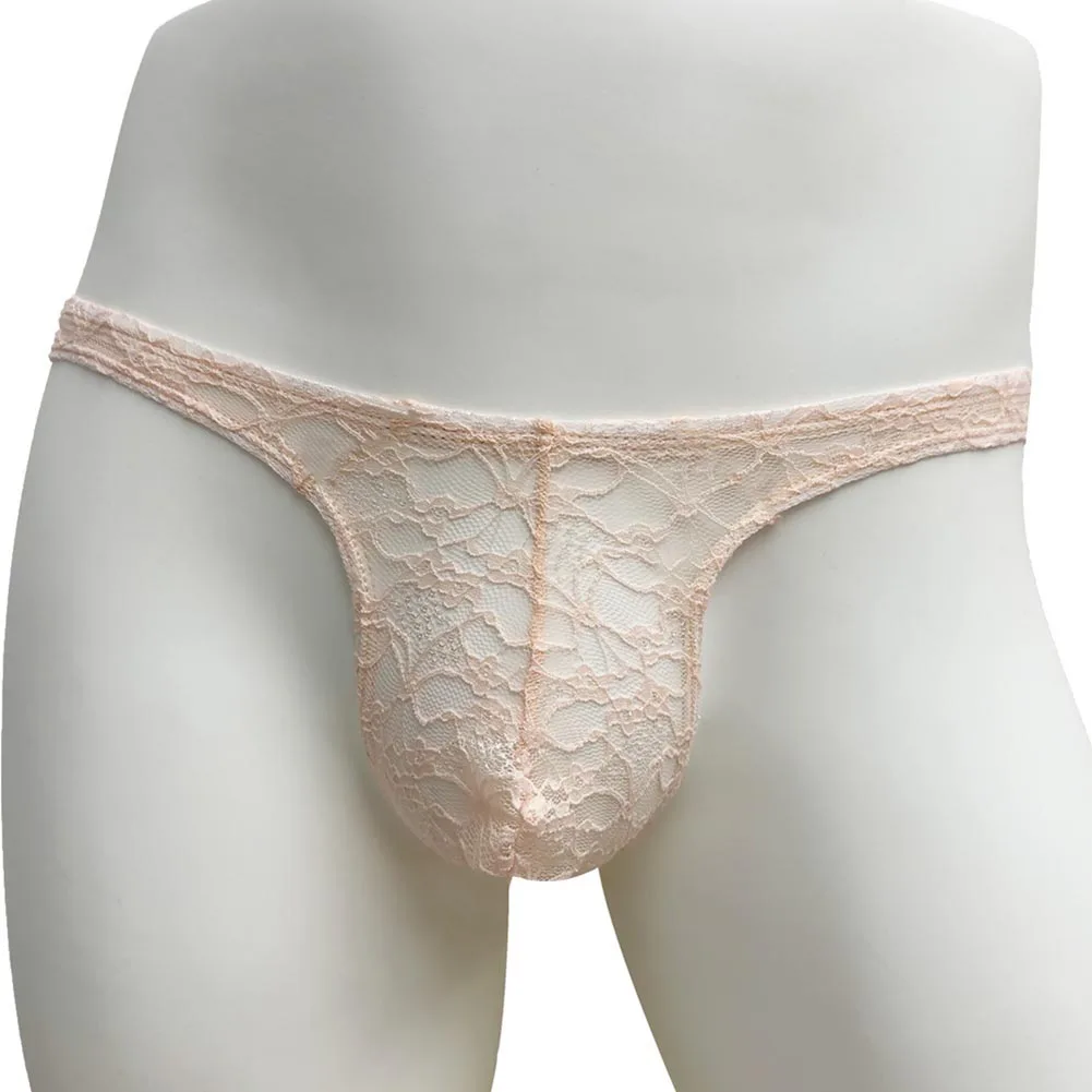 

Men Lace Jacquard Briefs Underwear Sheer Sissy Bulge Pouch Soft Exotic Lingerie Floral Design Lightweight And Breathable Briefs