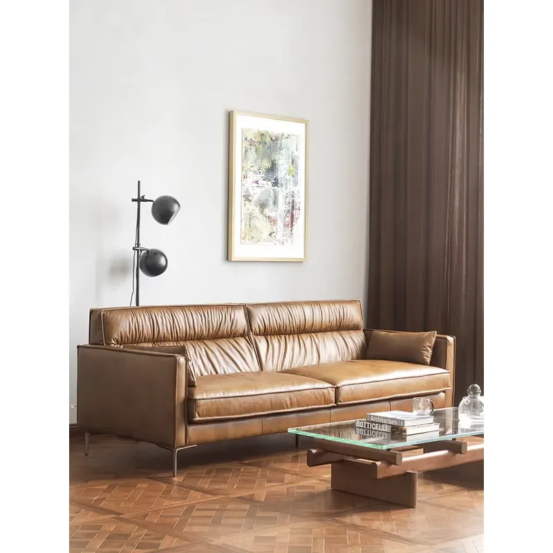 Arabic Sofa Set  Floor Leather Recliner Sofa Set cognac Leather