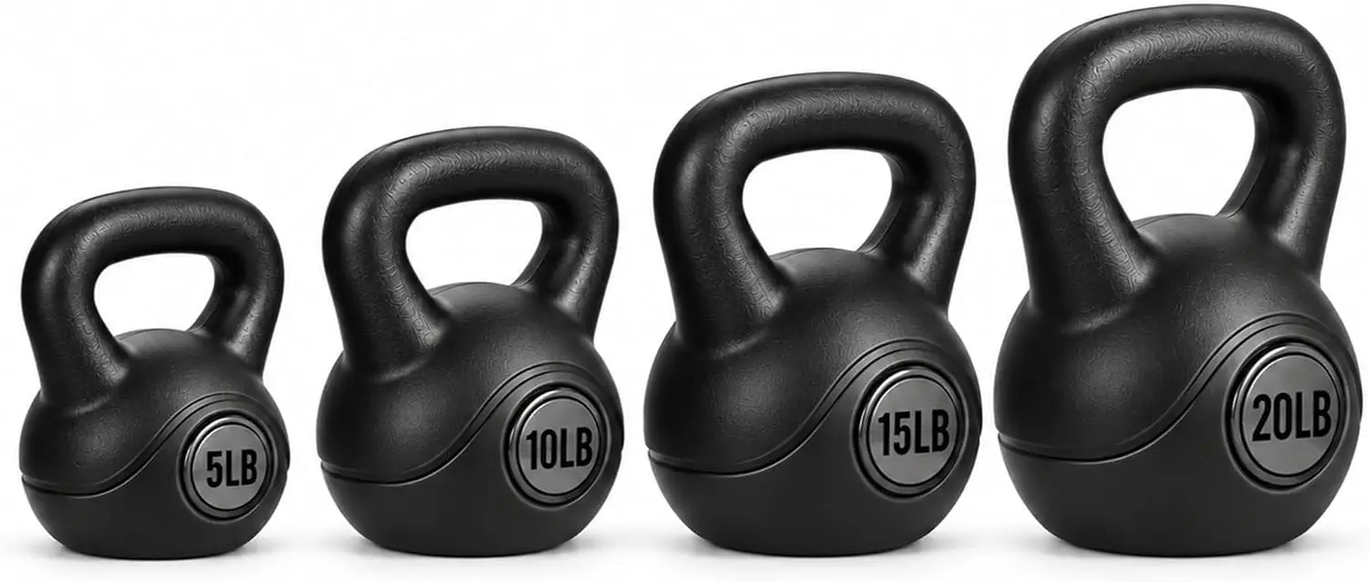Strength Training Kettlebell Set with Vinyl Coating – 30/45/50/75 Pound Options, Cement-Filled Weights Featuring Ergonomic Grip