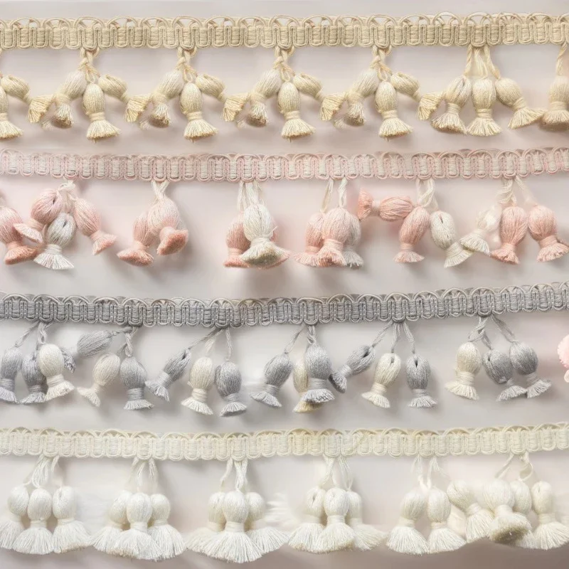 

1M Pom Pom Tassel Lace Trim Fringe Ribbon Sewing Lace Kintted Fabric Handmade Diy Craft Dress Accessories Curtain Decorative