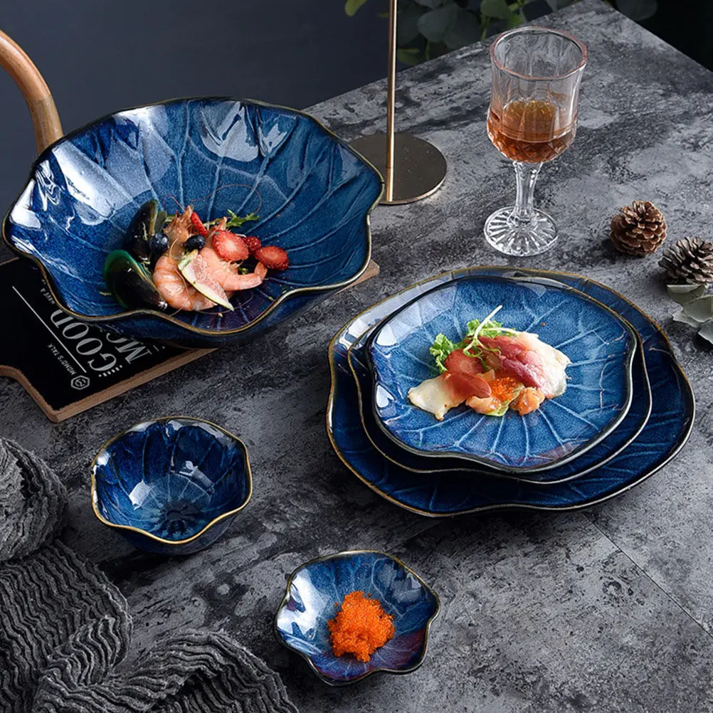 2 Platos de Cerámica con Diseño de Hojas para Condimentos, Salsas Dulces, Salsas Picantes y Aperitivos