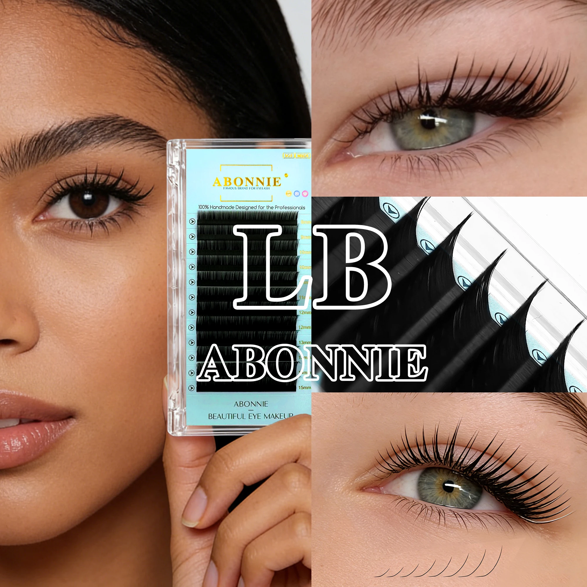 Abonnie LB Curl Lashes Cashmere Classic Eyelash Extensions Mixed Tray LJ Curl Eyelashes
