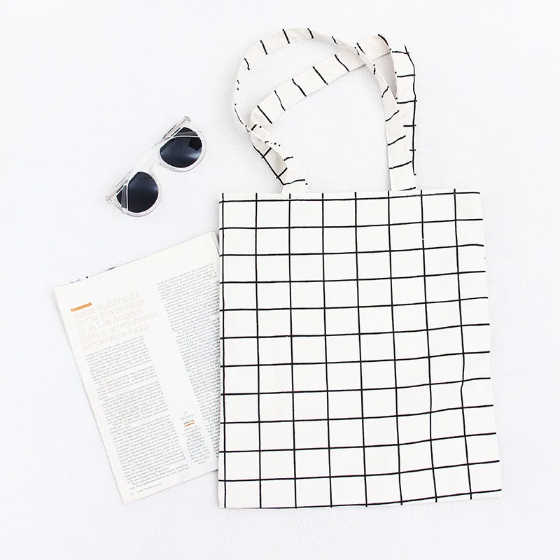 Simple Plaid Women's Handbag Fashion Canvas Shoulder Bag Casual Tote for Travel Shopping